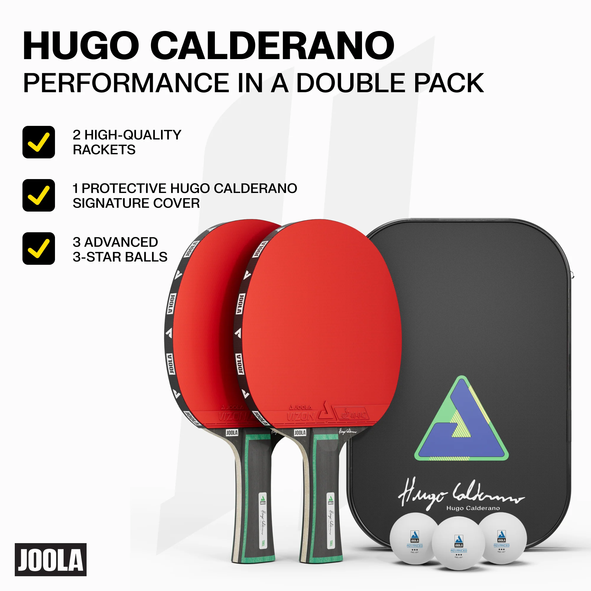 JOOLA Hugo Calderano Duo Pro Table Tennis Racket Set - Image 5